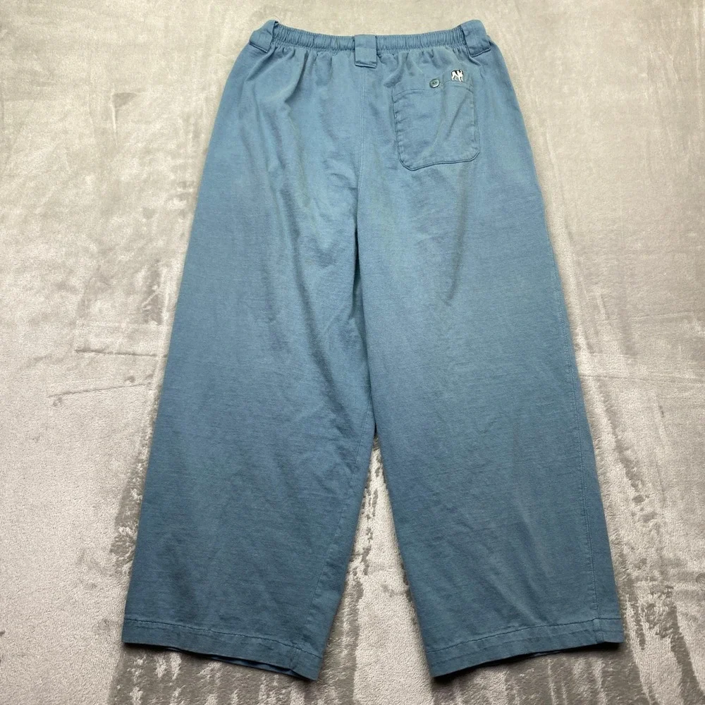 Big Dogs Mens Large Blue‎ Cotton Elastic Waist Wide Leg Cropped Lounge Pants
